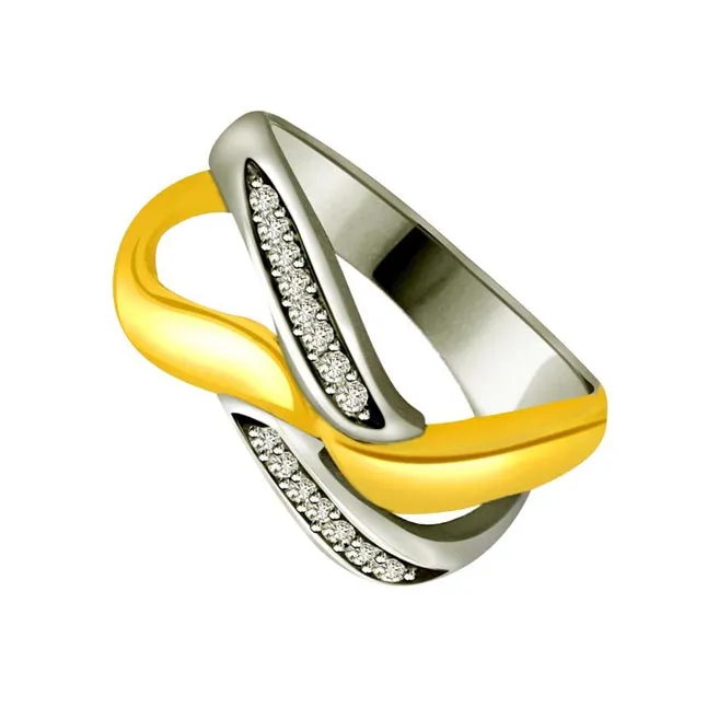 Two-Tone Real Diamond Gold Ring (SDR602)