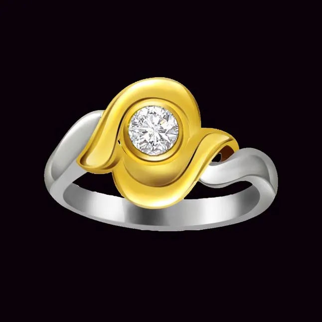 Two-Tone Solitaire Real Diamond Ring (SDR607)