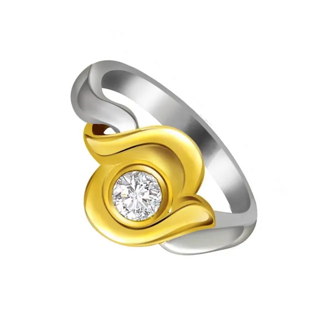 Two-Tone Solitaire Real Diamond Ring (SDR607)