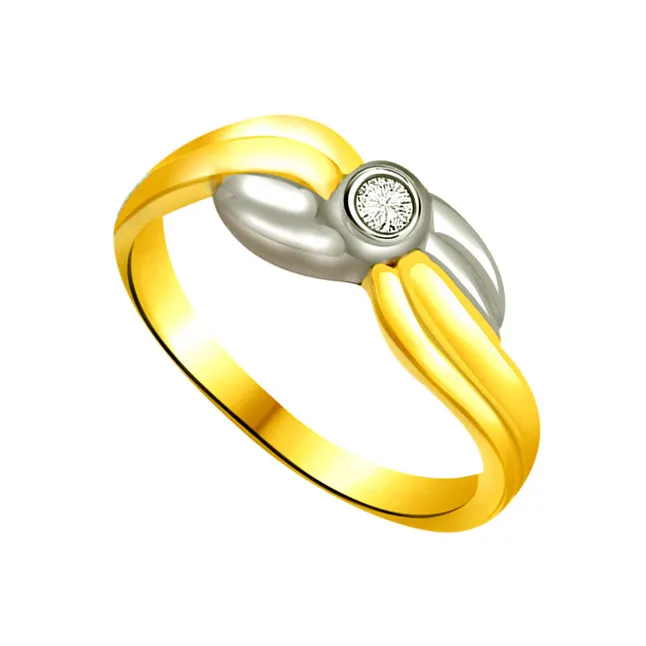 Two-Tone Solitaire Real Diamond Ring (SDR613)