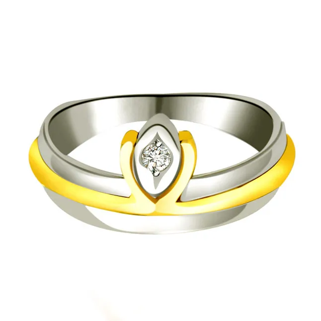 Two-Tone Solitaire Real Diamond Ring (SDR615)