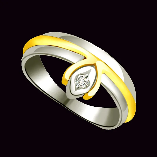 Two-Tone Solitaire Real Diamond Ring (SDR615)