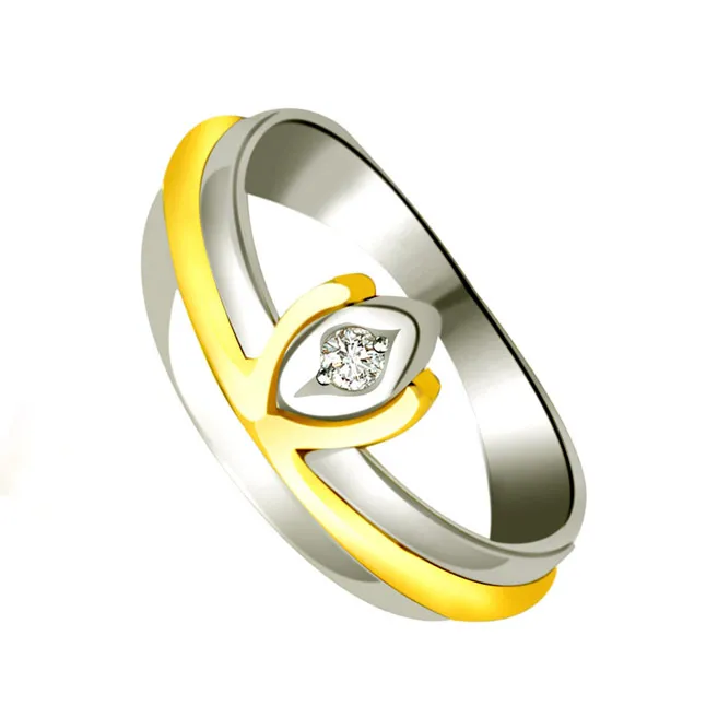 Two-Tone Solitaire Real Diamond Ring (SDR615)