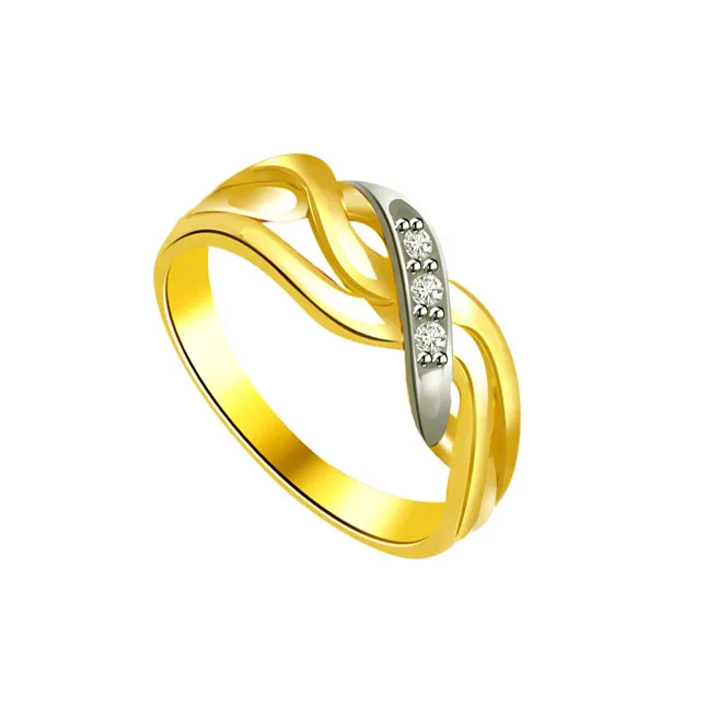 Trendy Diamond Gold rings SDR619 -White Yellow Gold rings