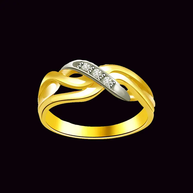 Trendy Diamond Gold rings SDR619 -White Yellow Gold rings