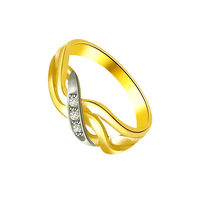 Trendy Diamond Gold rings SDR619 -White Yellow Gold rings