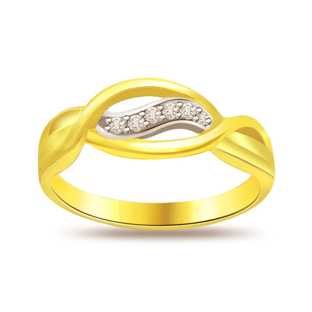 Trendy Diamond Gold rings SDR621 -White Yellow Gold rings