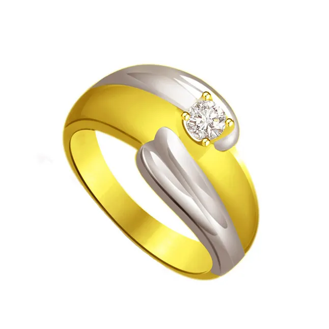 Two-Tone Solitaire Real Diamond Ring (SDR626)