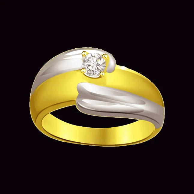 Two-Tone Solitaire Real Diamond Ring (SDR626)