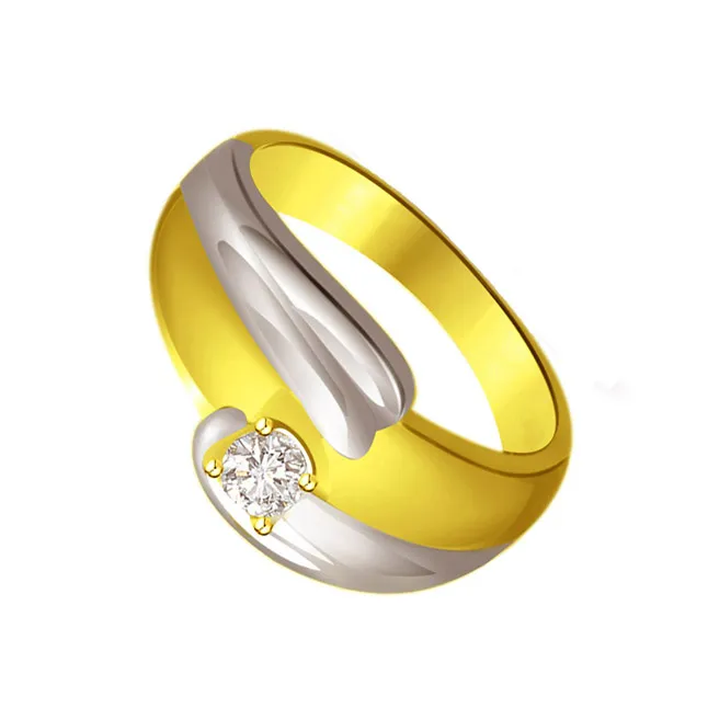 Two-Tone Solitaire Real Diamond Ring (SDR626)