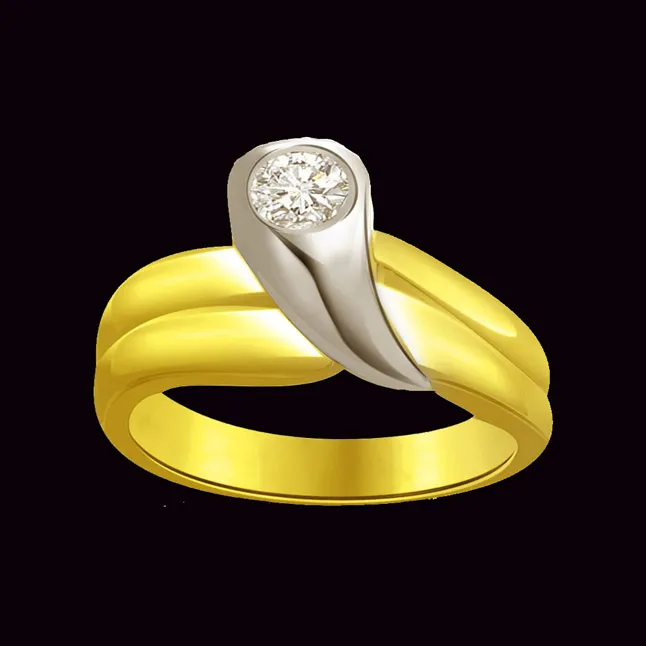 Solitaire Two-Tone Real Diamond Ring (SDR627)