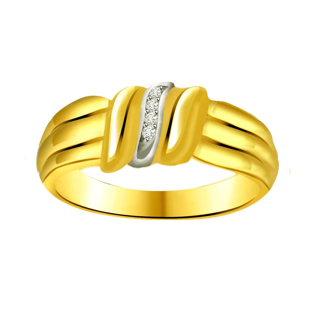 Trendy Diamond Two -Tone rings SDR636 -White Yellow Gold rings