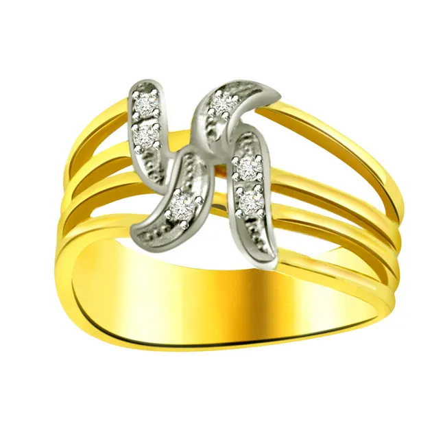 Swastik Real Diamond Gold Ring (SDR637)