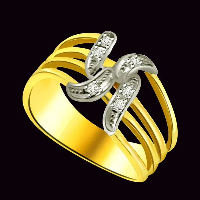 Swastik Real Diamond Gold Ring (SDR637)