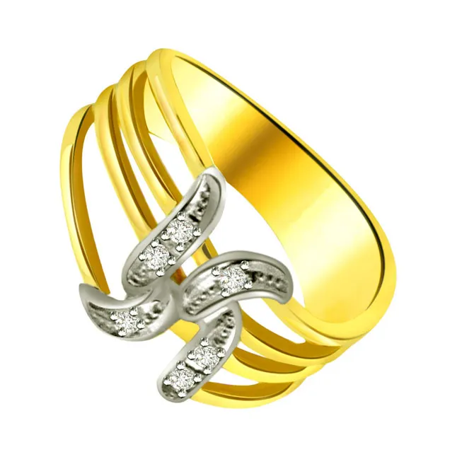 Swastik Real Diamond Gold Ring (SDR637)