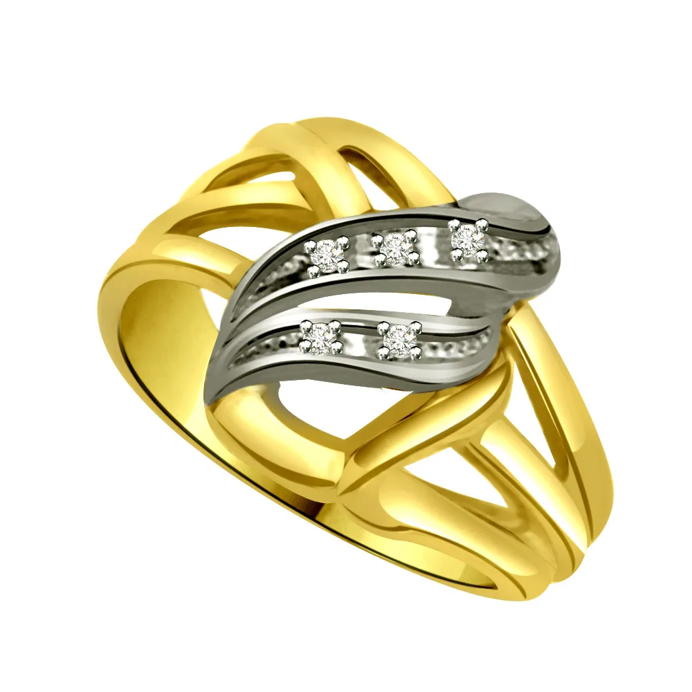 Classic Diamond Two -Tone rings SDR638 -White Yellow Gold rings