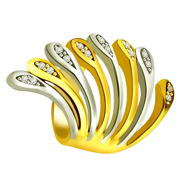 Classic Diamond Two -Tone rings SDR641 -White Yellow Gold rings