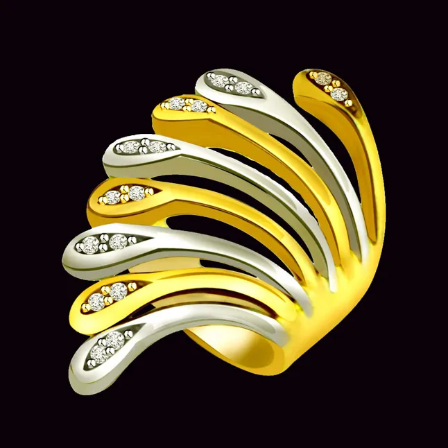 Classic Diamond Two -Tone rings SDR641 -White Yellow Gold rings