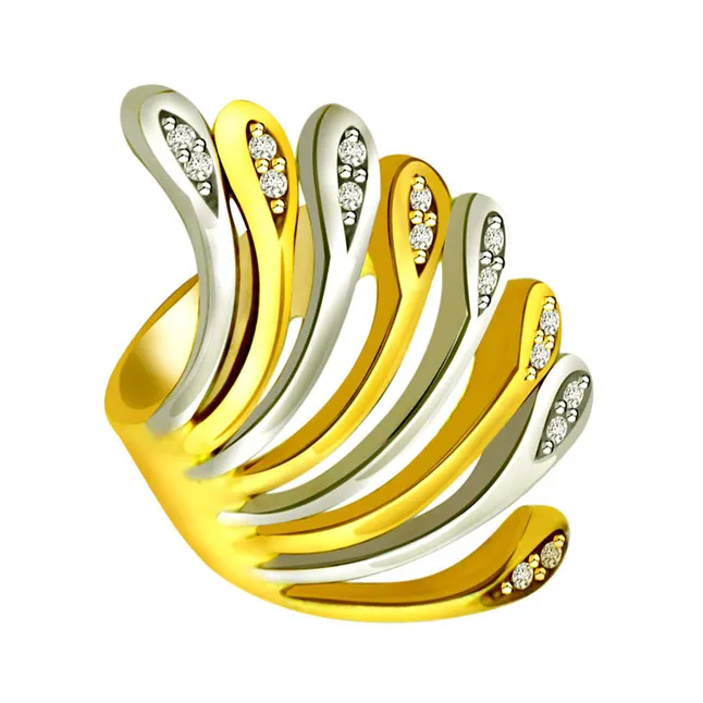 Classic Diamond Two -Tone rings SDR641 -White Yellow Gold rings