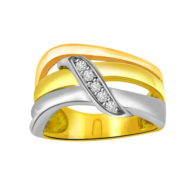 Trendy Real Diamond Two-Tone Ring (SDR642)