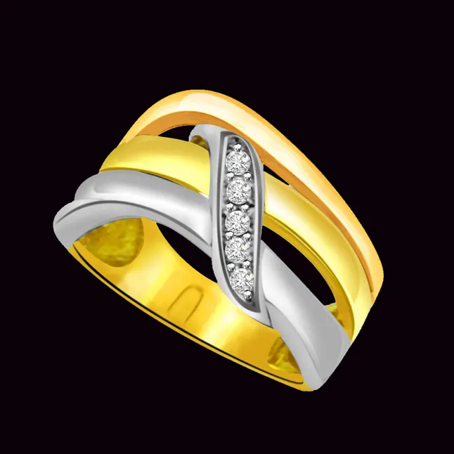 Trendy Real Diamond Two-Tone Ring (SDR642)