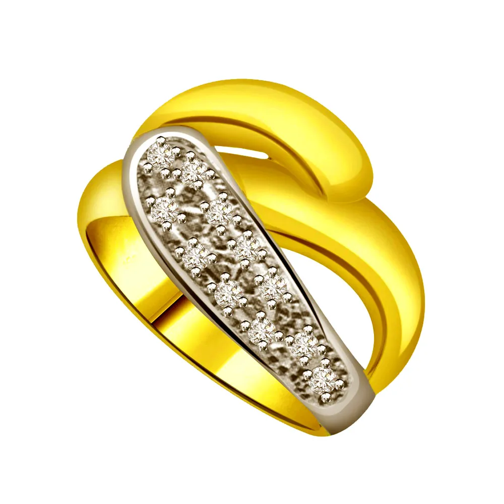 Classic Diamond Two -Tone rings SDR643 -White Yellow Gold rings