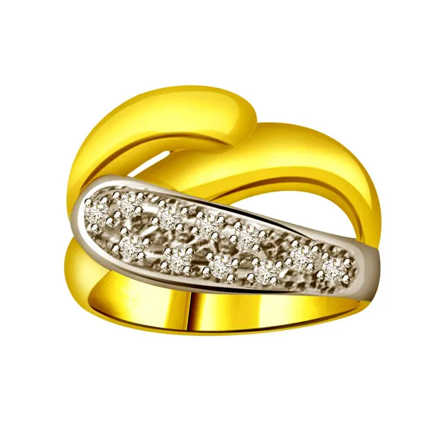 Classic Diamond Two -Tone rings SDR643 -White Yellow Gold rings