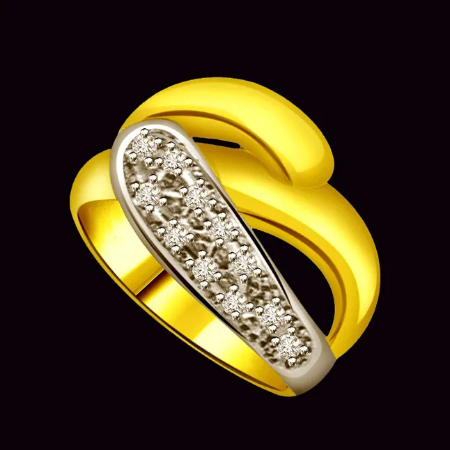 Classic Diamond Two -Tone rings SDR643 -White Yellow Gold rings