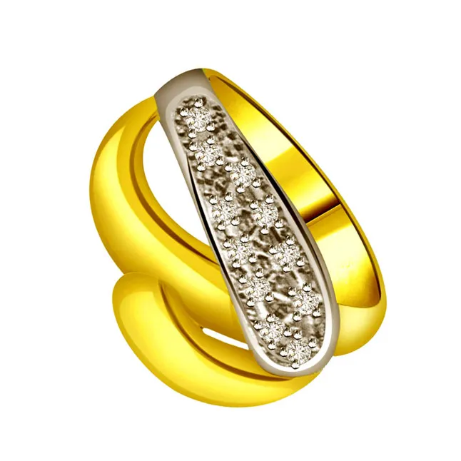 Classic Diamond Two -Tone rings SDR643 -White Yellow Gold rings