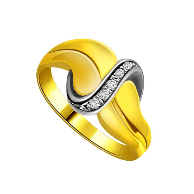 Trendy Real Diamond Two-Tone Ring (SDR644)