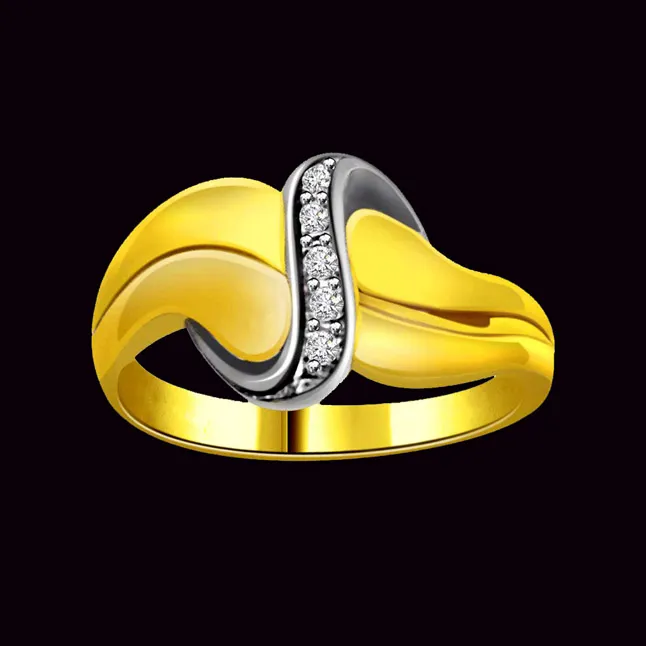 Trendy Real Diamond Two-Tone Ring (SDR644)