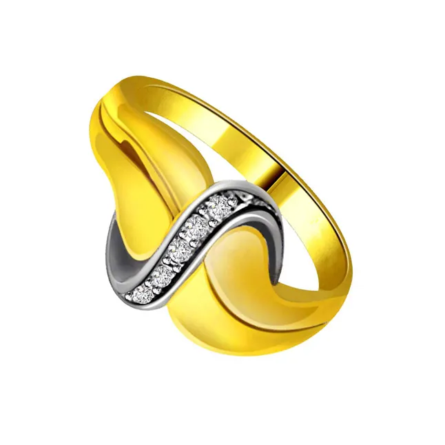 Trendy Real Diamond Two-Tone Ring (SDR644)