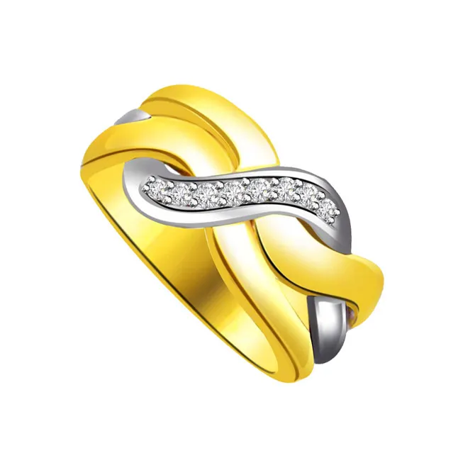 Classic Diamond Two -Tone rings SDR645 -White Yellow Gold rings