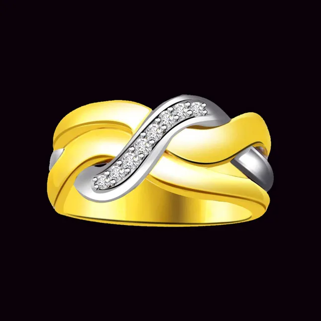 Classic Diamond Two -Tone rings SDR645 -White Yellow Gold rings