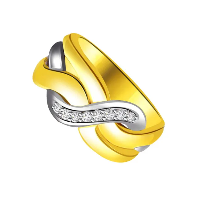 Classic Diamond Two -Tone rings SDR645 -White Yellow Gold rings