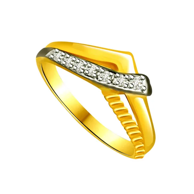 Trendy Real Diamond Two-Tone Ring (SDR649)