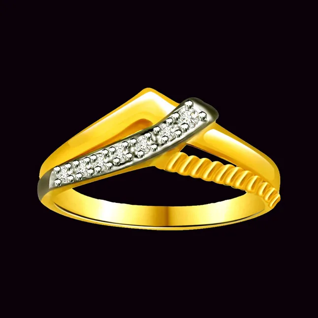 Trendy Real Diamond Two-Tone Ring (SDR649)