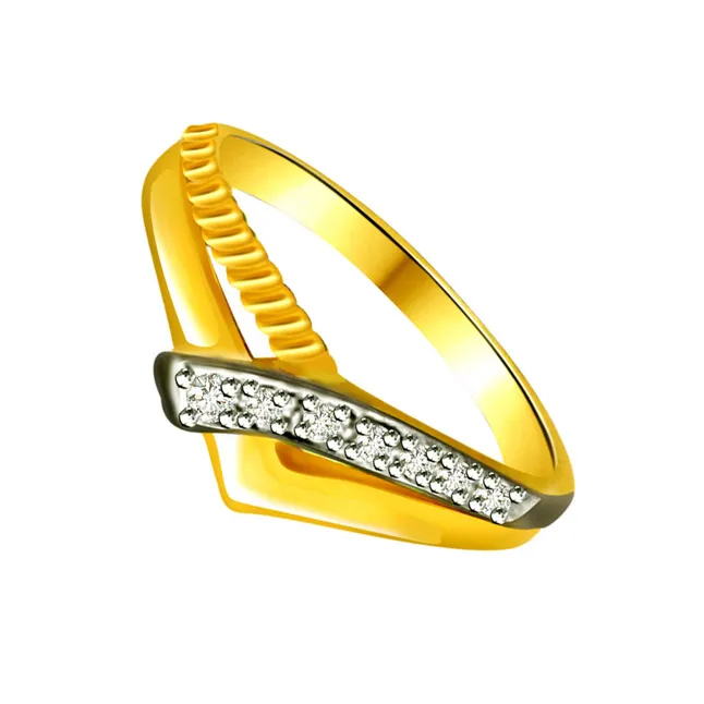 Trendy Real Diamond Two-Tone Ring (SDR649)