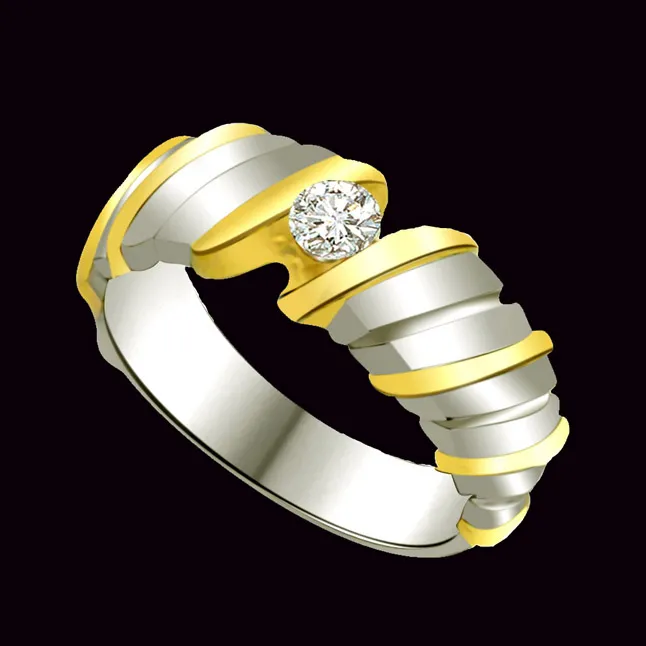 Solitaire Two-Tone Real Diamond Ring (SDR652)