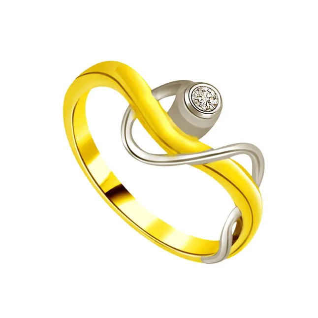 Solitaire Two-Tone Real Diamond Ring (SDR657)