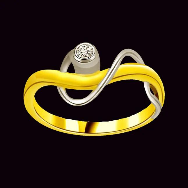 Solitaire Two-Tone Real Diamond Ring (SDR657)