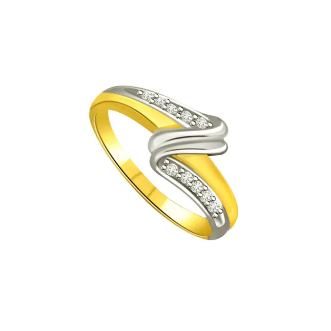 Trendy Real Diamond Two-Tone Ring (SDR664)