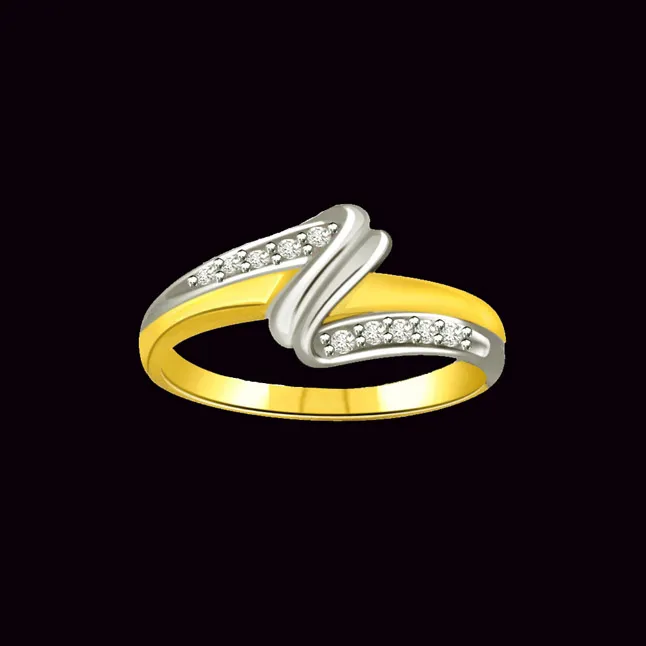 Trendy Real Diamond Two-Tone Ring (SDR664)