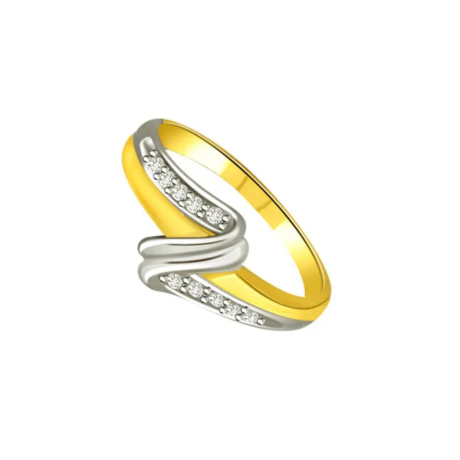 Trendy Real Diamond Two-Tone Ring (SDR664)