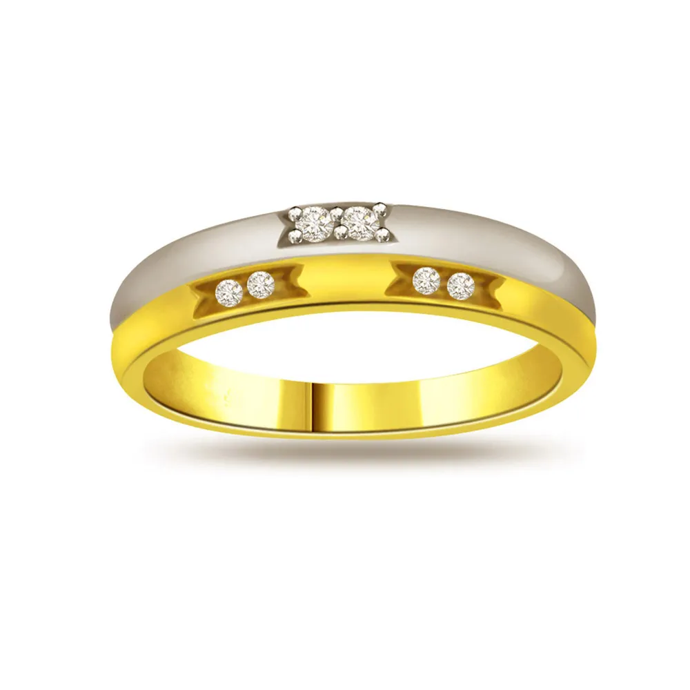 Trendy Diamond Two -Tone rings SDR666 -White Yellow Gold rings