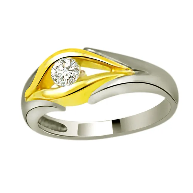 Solitaire Two-Tone Real Diamond Ring (SDR669)