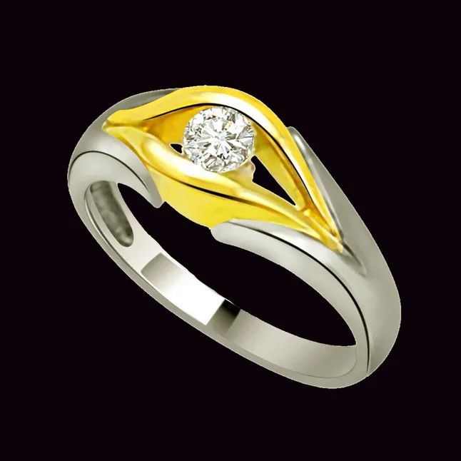 Solitaire Two-Tone Real Diamond Ring (SDR669)