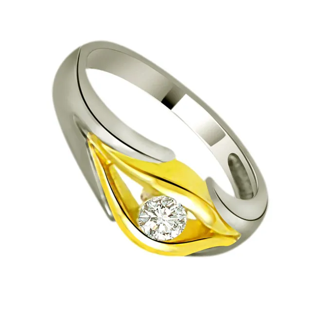 Solitaire Two-Tone Real Diamond Ring (SDR669)