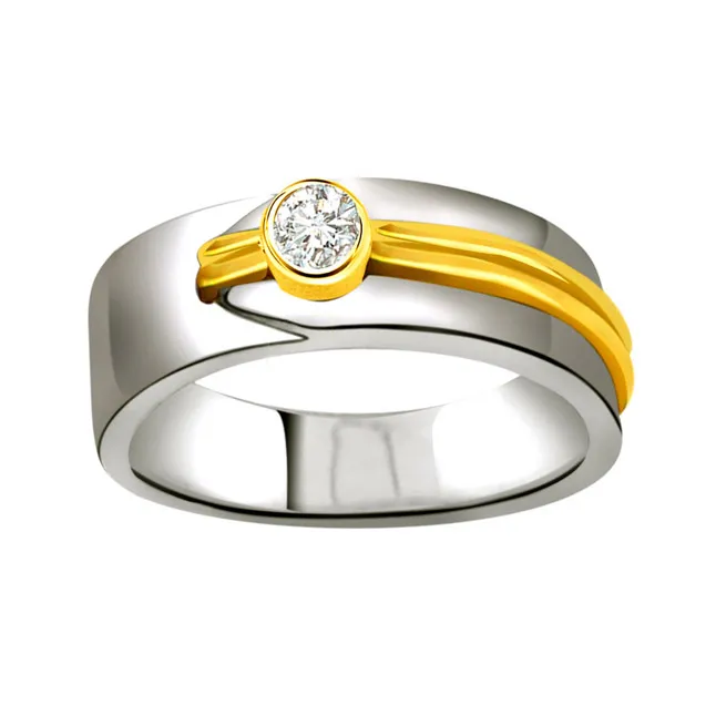 Solitaire Two-Tone Real Diamond Ring (SDR672)