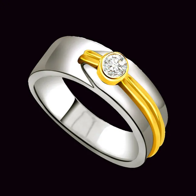 Solitaire Two-Tone Real Diamond Ring (SDR672)